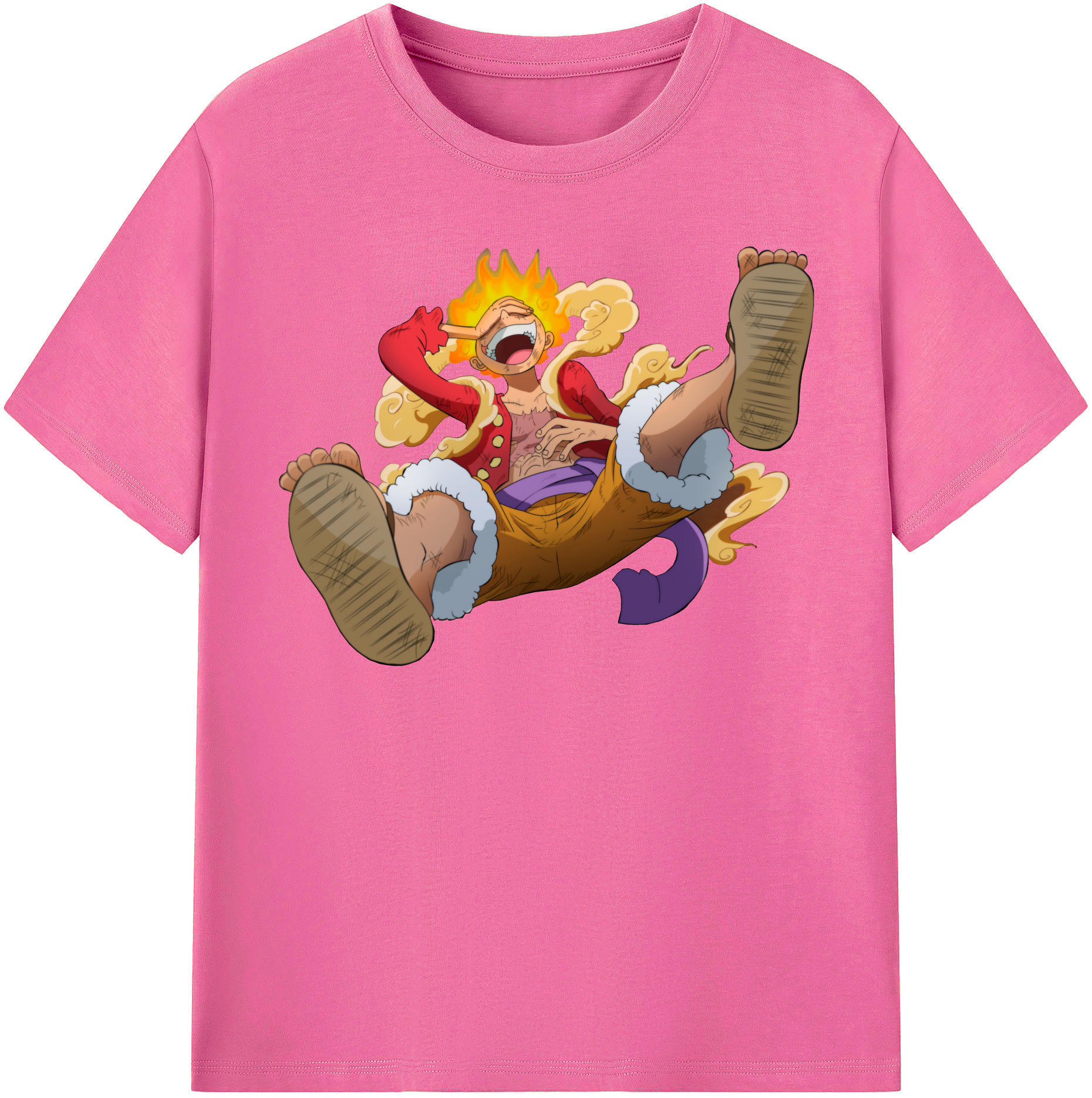 ワンピース モンキー・D・ルフィ ONE PIECE Monkey D. Luffy レディースカジュアルプリントTシャツ（綿100％）